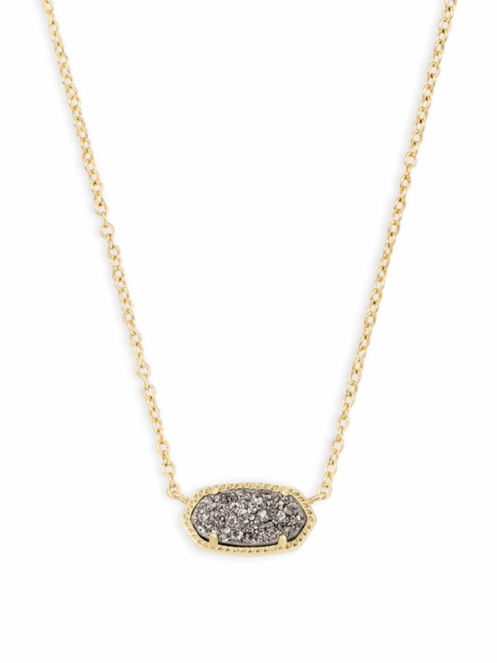Kendra Scott Elisa Necklace 14k Rose Gold Plated Platinum Drusy Stone 17”